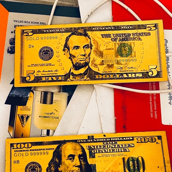 24k gold foil money denomination 1 per denomination amount $1 $2 $5 $10 $20$ 50 - Picture 2 of 3
